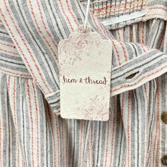 Hem & Thread Short Striped Sundress, Sz Small, High Waist, Straps, Smocking, NEW - Picture 4 of 9